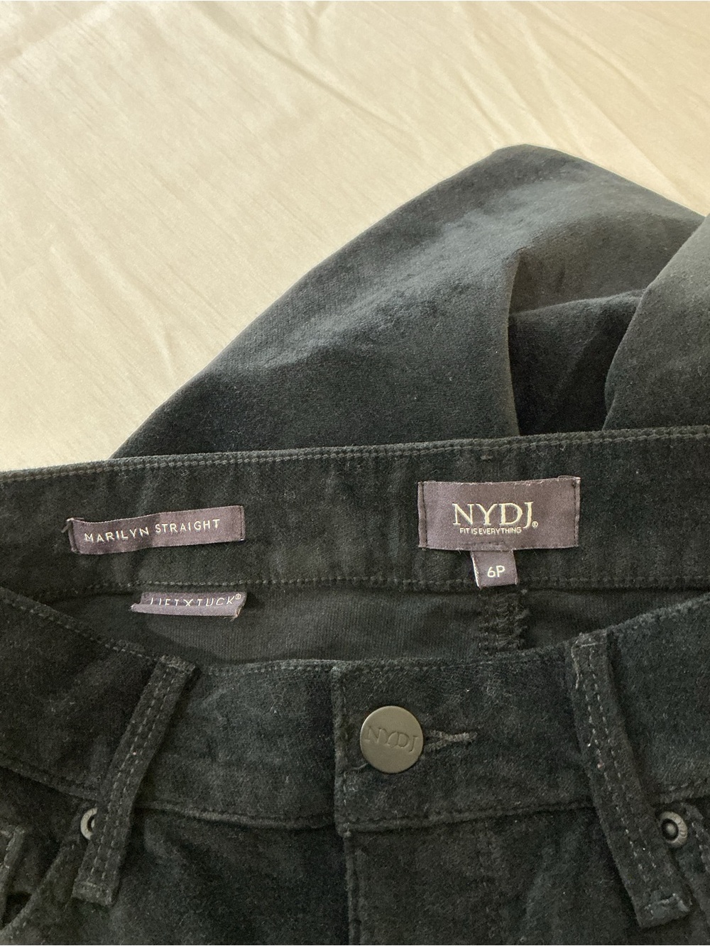 NYDJ Black Velvet Marilyn straight leg jeans - Picture 7 of 9